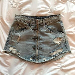 LF CARMAR distressed denim mini skirt